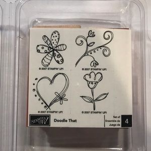 NIB Stampin Up “Doodle That” stamp set 2007